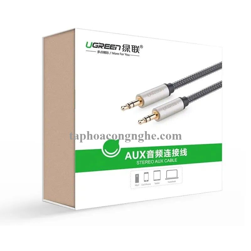 Ugreen 10606 5M màu Đen Cáp âm thanh 2 đầu 3.5mm dương cao cấp AV125 30010606